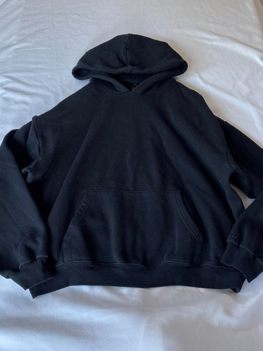 SKIMS Onyx Black Cotton Fleece Boxy Cropped Hoodie XL